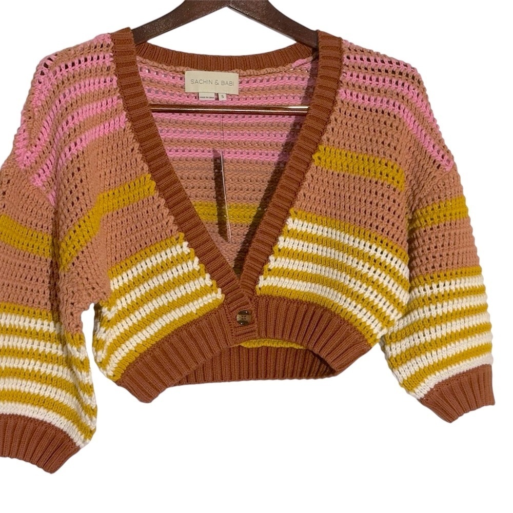 Sachin + Babi | Multicolor Knit Cropped Penny Cardigan - Picture 3 of 14